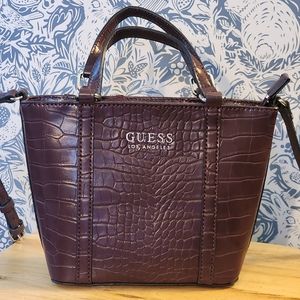 Guess-Burgandy Mini Tote Crossbody Handbag